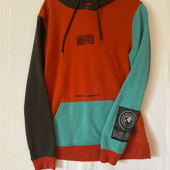 Brooklyn Cloth Red and Teal Graphic Hoodie Sweatshirt Size Medium - Picture 1 of 8
